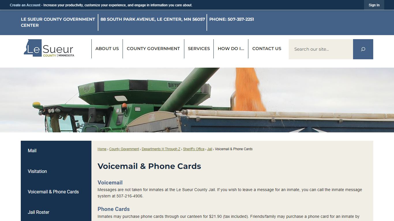 Voicemail & Phone Cards | Le Sueur County, MN